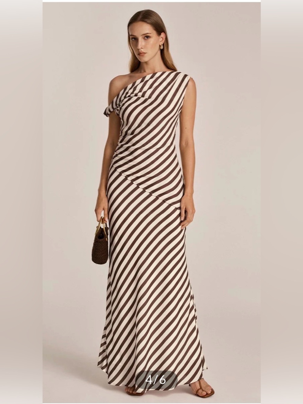Commense One-Shoulder Striped Top & Shirt Set